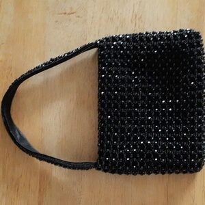 Bebe Black Sparkly Beaded Purse D99